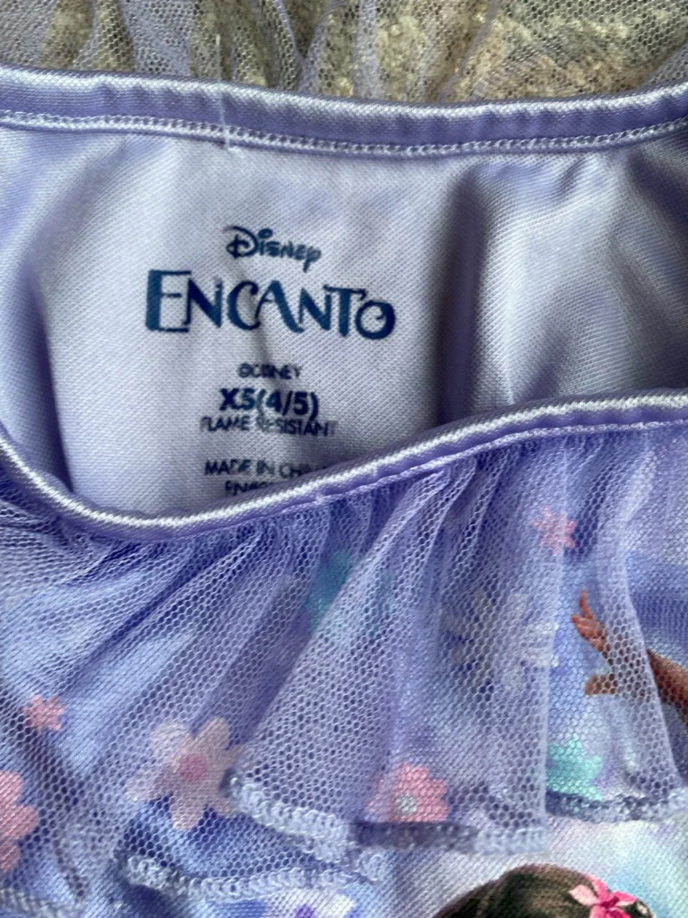 Disney Lavender Encanto Girls Nightgown with Floral Tulle - Picture 2 of 6